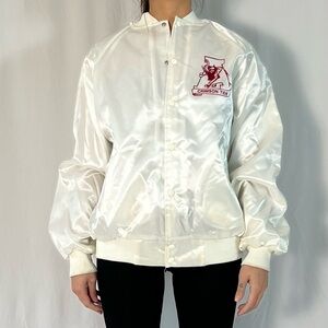 Satins Vintage University of Alabama White Satin Baseball Jacket
